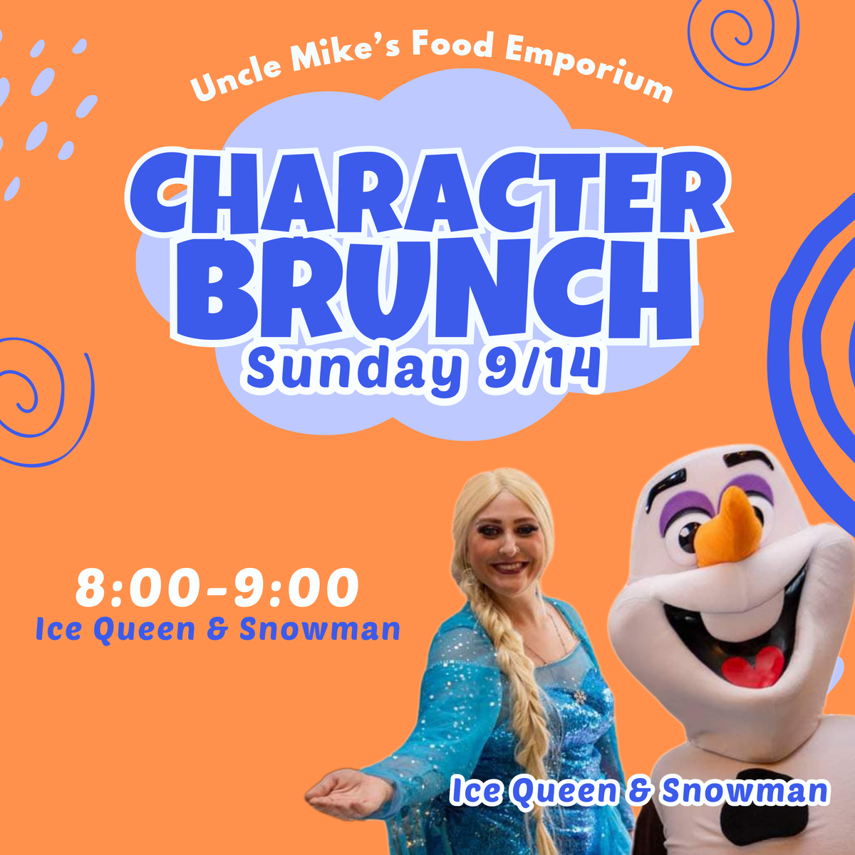 Ice Queen and Snowman Character Brunch - 8 AM Seating (1 Ticket)